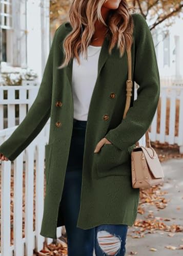 KIRUNDO Cardigan Sweaters for Women 2026 Fall Open Front Knit Sweater Jackets Business Casual Long Coatigan Winter Clothing(Army Green, XX-Large) — view 3