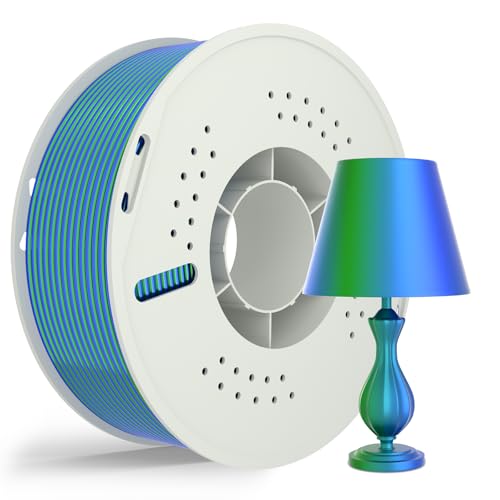 Filament PLA Silk double couleur 1,75 mm, bobine de 1 kg, précision dimensionnelle +/- 0,02 mm, filament Silk double couleur adapté à la plupart des imprimantes, sans enchevêtrements (bleu-vert)