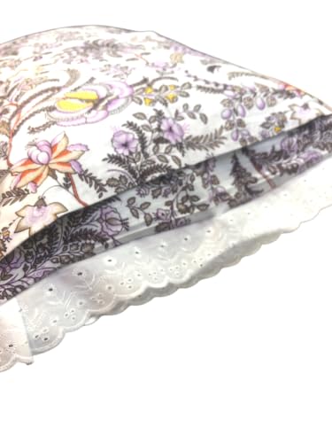 Image of VHC 100% Cotton Lace Pillow Cover /Case Set (Pack of 2)-Maroon (Lavender Bloom)