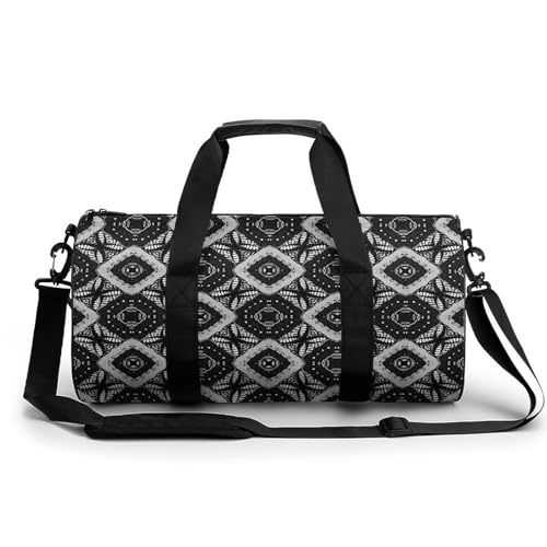 Sac de sport gym noir géométrie sac de voyage week-end duffel bag 45cm