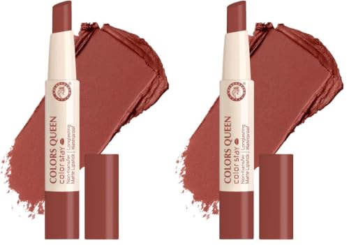 Image of Colors Queen Color Stay Matte Lipstick | Highly Pigmented with Smooth One Swipe Application | Ultra Matte Finish | Smudge Proof & Waterproof | Long Lasting Lipstick for Women (Cool Nude, 2.1 g (Pack of 2))