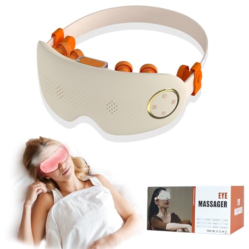 HIHOBDAY Masseur des yeux, masque chauffant pour les yeux avec atomisation à ultrasons, 4 modes de massage acupoint et musique Bluetooth pour soulager la fatigue oculaire, les yeux secs et les cernes