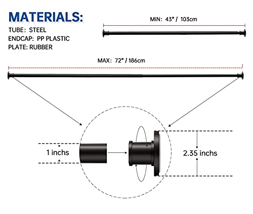 Image of BRIOFOX Industrial Shower Curtain Rod - Never Rust Non-Slip 43-72 Inch Stainless Steel, Bronze
