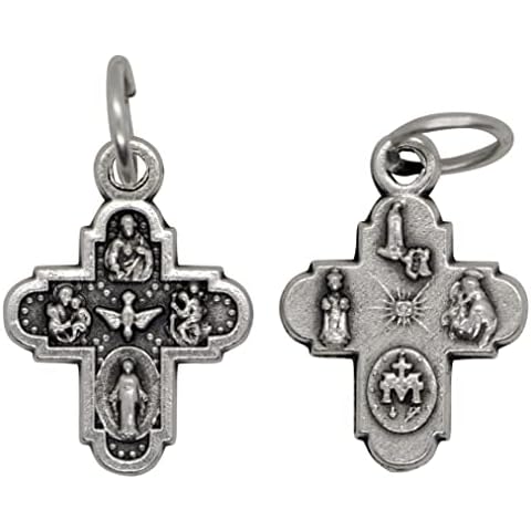 ½" Genuine Italian 4-Way Cross Pendant | Pack of 10 | Beautiful Silver Charm | Simple and Detailed Pendant | Christian Jewelry Cover