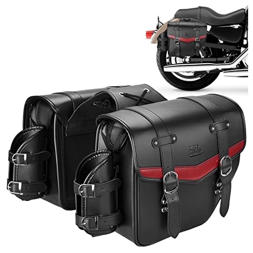 kemimoto Motorcycle Saddle Bags, Leather Motorcycle Saddlebags, Waterproof Saddlebags With Cup Holder, 18L Capacity Powersports Scooter Saddle Bags Compatible with Softail Dyna Road King Universal