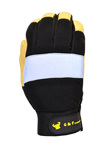 G & F 1091L Dark Owl High Visibility Reflective Performance Mechanics Work Gloves, Driving Gloves, Men's Large #TOP6