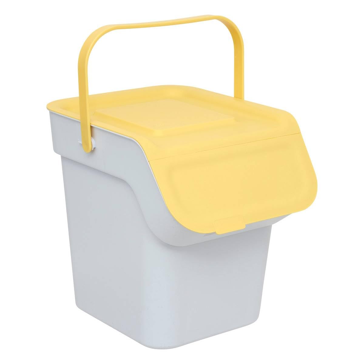 5five - Poubelle de Tri Sélectif en Plastique - 20L - Jaune - Empilable - Avec Anse - Pour Recyclage - Facile à Transporter