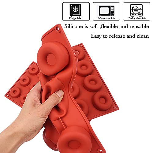 Baker Depot 3 Pack Silicone Donut Baking Pan Non-Stick Large Molds For Doughnut Cake Biscuit Bagel Mini Candy Chocolate Tray (3 Different Size) #TOP4