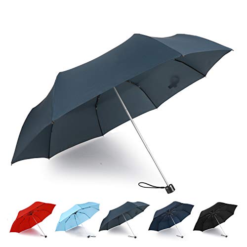 Kobold Windproof Travel Umbrella Lights Compact Mini 3 Fold Rain & Sun Protection Umbrellas for Women Gray