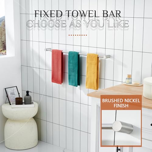Image of KOKOSIRI Towel Holder Brushed Nickel 36-Inch Towel Rack for Bathroom Wall Mount Single Bar Stainless Steel Bathroom Hardware Accessories, B4007BR-L36
