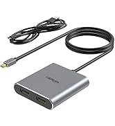 XPTSFDU DisplayPort Splitter 3 Monitors 4K60Hz DP Splitter Extended Display 1 in 3