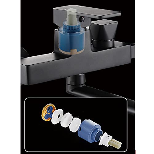 Robinet de cuisine mural noir double trou design mat avec douchette - 7