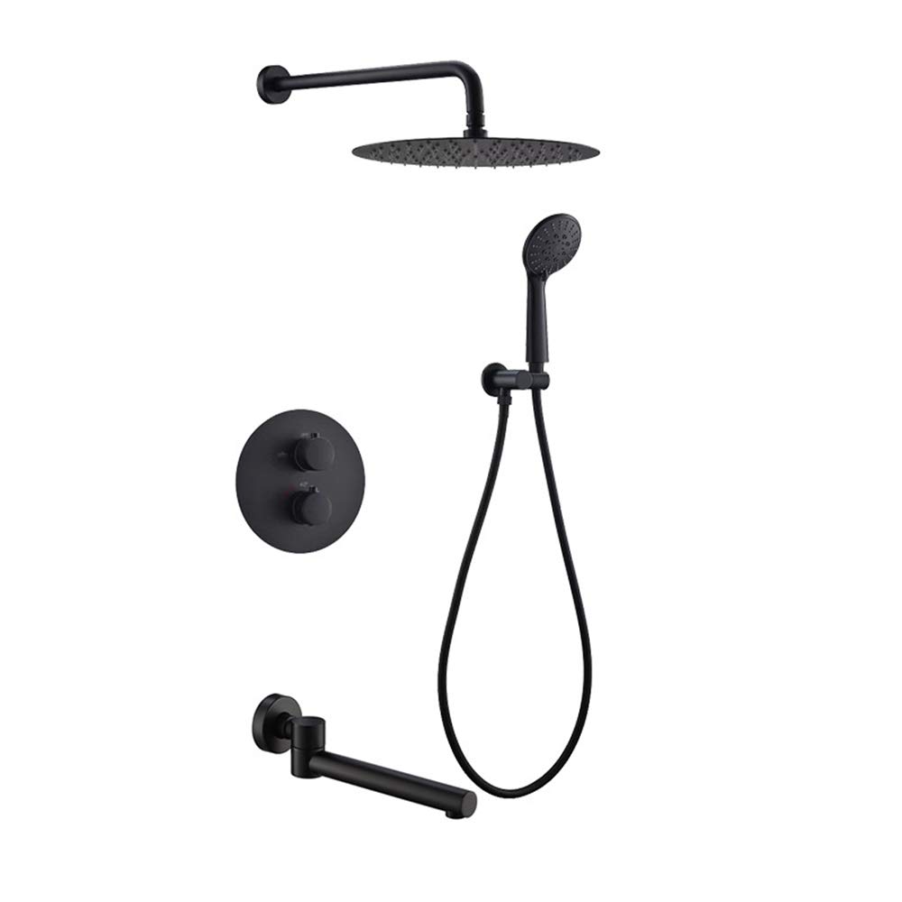 Ensemble de robinet de douche noir mat et pommeau haut de gamme en laiton