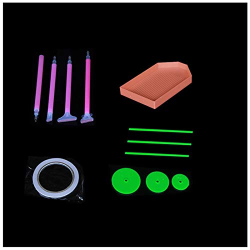 Outils 5D de Peinture de Diamant,5D Diamond Painting Kit DIY Outils de Peinture de Diamant Accessoires de Diamant,4 Point Stylo Rapide, Plaque de Diamant,3 Roue,Ruban adhésif double face(9 pièces) Cover