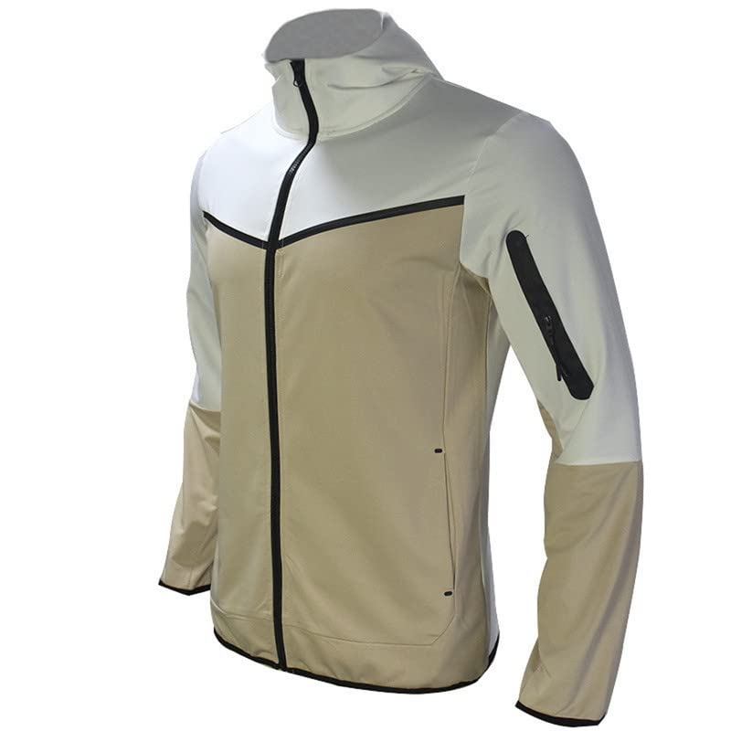 Tuta da uomo 2 pezzi Full Zip con cappuccio tuta atletica casual sport jogging set per gli uomini, cachi, XXL