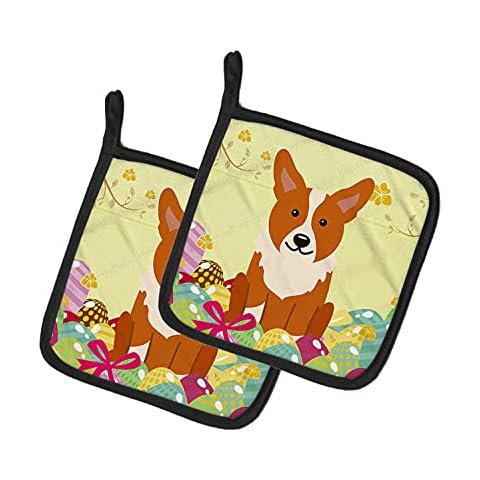 Caroline's Treasures Easter Eggs Corgi Pot Holders Cover