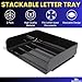 1InTheOffice 2-Tier Letter Tray Desk Organizer, Stackable, Side Load, Black, 2 Pack
