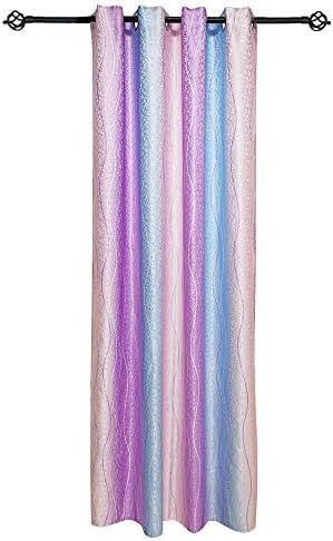 Colorful Striped Curtains for Girls Bedroom Kids Curtains Grommet Pink Purple Blue Gradient Jacquard Semi Blackout Curtains Window Treatment Drapes for Living Room 1 Panel W39 x L63 inch