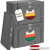 RICHXEL Cajas Almacenaje Ropa GRANDES 66L Pack 2 (132L) Rígida Ventana Gato