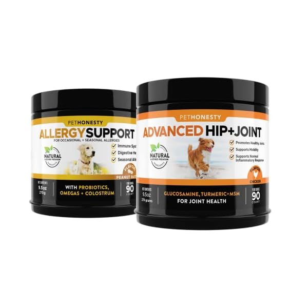PetHonesty Allergy Support + Advanced Hip & Joint Soft Chew Supplement Bundle - Allergy Relief, Glucosamine Chondroitin…