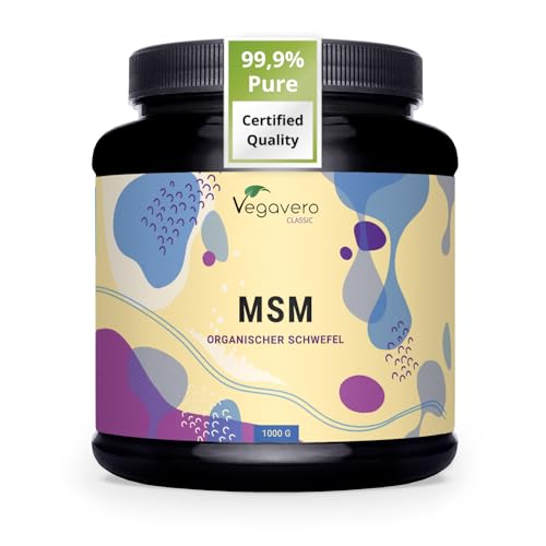 Vegavero Pure MSM Powder 1 kg | Tub | Distilled Organic Sulphur | NO Additives & Non-GMO | Lab-Tested | 1000 g Per Day | Vegan