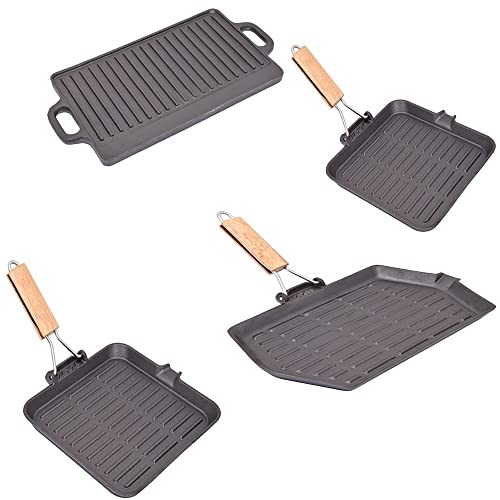 Bistecchiera Piastra griglia per arrostire Barbecue in ghisa per a induzione fornelli da Cucina gas-24x24 cm