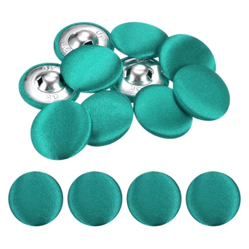 TIXIPEM Cover Button Kits 25mm/ 1 Inch [10pcs] - Fabric Button Maker Covered Metal Use for Hat Replacement & Repair Jeans & Blouse & Sewing & Crafts Making DIY Lovers - [Green]