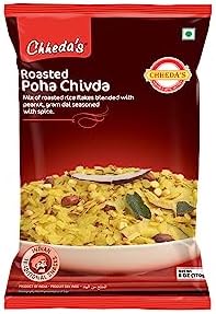Chheda's Roasted Poha Chivda 170g | Authentic Crispy Crunchy Maharashtrian Namkeen | Light Savory Flattened Rice Mix | Gluten Free 100% Vegetarian No Artificial Flavours | Perfect Tea Time Snack