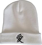 Stickerei Beanie 'Liebe' in Chinesischen Schriftzeichen, Weiß