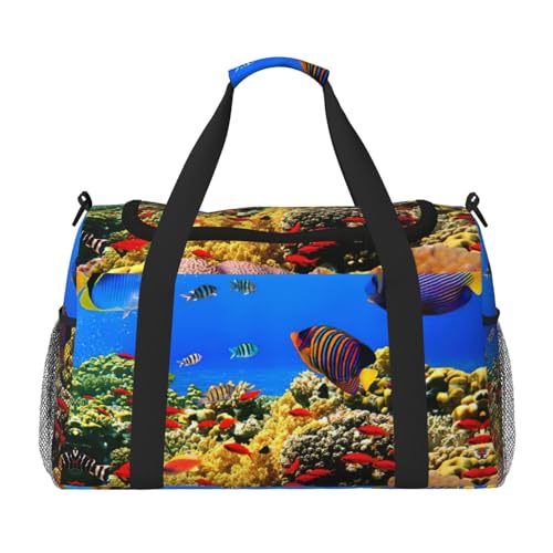 Sea Fish Pattern Print Everyday Use Travel Duffle Bag Large Capacity Travel Bag Stylish Functional Bag
