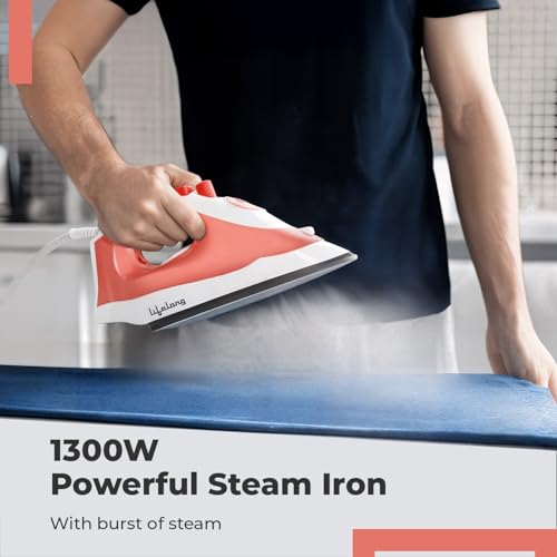 Image of Lifelong Steam Iron for Clothes | 1300W Iron Press with Vertical Steaming & Non-Stick Soleplate | Adjustable Temperature & Steam Control | Lightweight Design for Crisp & Wrinkle-Free Results