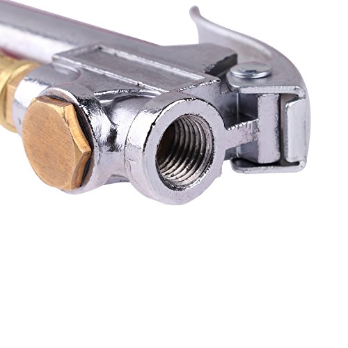 Image of Bayonet Style Tire Inflator Gauge, with Heavy Duty Straight Head Air Chuck and 12 inch Hose - 10 to 90 PSI (Pack of 2)