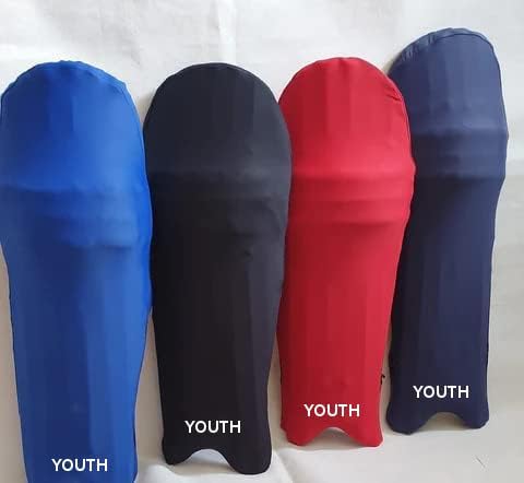 Image of Cricket Batting Pads Covers, Leg Guards Clads, Colored Pad Outer Skin || Protection from Ball Scratches and dust || Size-Youth || Age for 12-16 Years Old (Red)