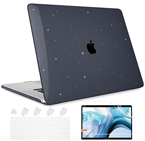Image of ZORBES Laptop Cover for MacBook Air 13 Inch M1 A2337 A2179 A1932 13.3 Inch Hard Shell Case for Apple 2020 2019 2018 Mac Book Air Cover Keyboard Case Screen Protector Dust Plug Black Clear Glitter