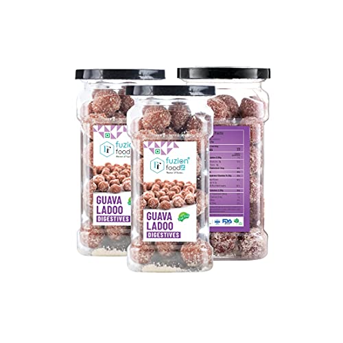 Image of Fuzion Foodz Guava Amrud Ladoo - (140g Each X Pack of 3) Digestive After-Meal Snack, Khatta Meetha Amrud Ladoo, Sweet and Tandy Mouth Freshner Mukhwas, 420gram