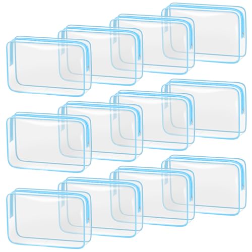 TISRATOK 12 PCS Clear Makeup Bags with Zipper, TSA Approved Toiletry Pouch