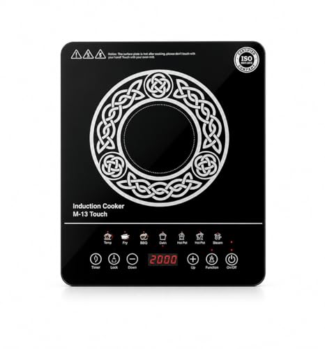 Image of M-13 Touch Induction Cooktop, 2000W, Full Touch Control, 8 Cooking Menus, Timer Function, Crystal Glass Surface