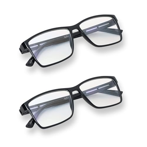 myreen Reading Glass For Men and Women, Near Vision Power Glasses +1 +1.25 +1.5 +1.75 +2 +2.25 +2.5 +2.75 +3 | Lightweight Rectangular Plastic Frame (+1.50 Power, 2)