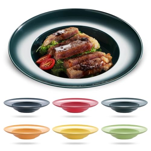 COZHYESS Lot de 6 assiettes à pâtes rondes de 23 cm de diamètre, passent au micro-ondes et au lave-vaisselle, conviennent également comme assiettes à salade