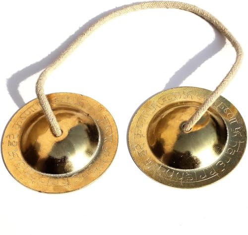 Indian Traditional Metal Manjeera Manjira Musical Instruments Percussion Hand Cymbals for Hindu Bhajans 4.1 Inches