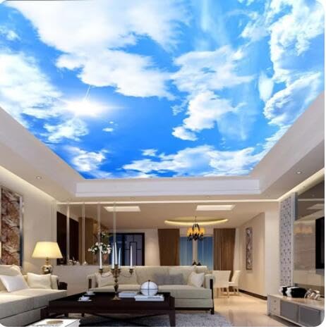 Papier peint plafond ciel bleu nuages pour rompre la monotonie