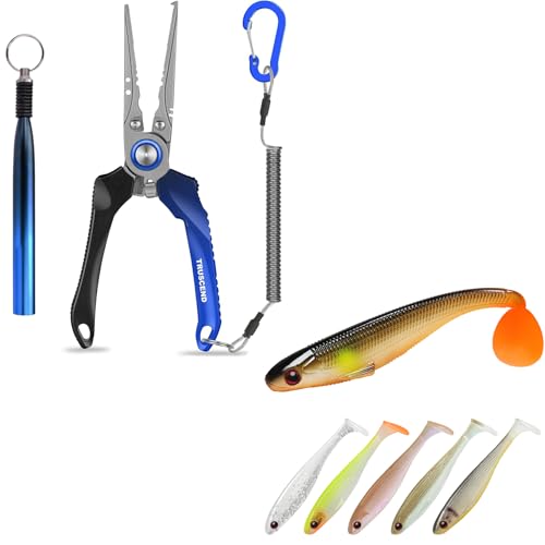 TRUSCEND Lockable Handy Fishing Pliers with Innovative Ergonomic Handle, Top Soft Fishing Lures for All Species of Fish, Widely Used Swimbait for All Waters, Fishing Gifts for Men
