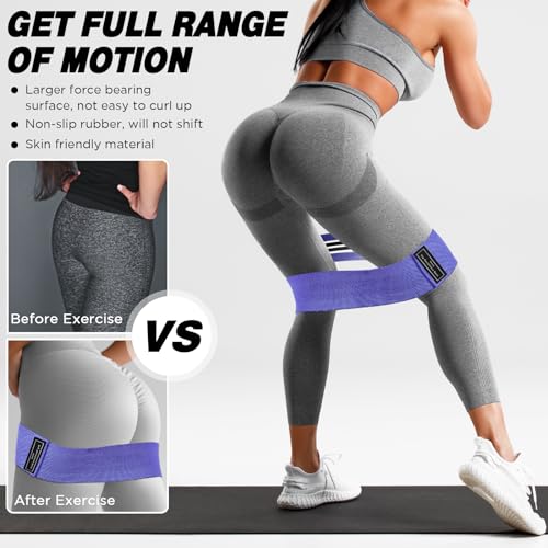 Image of 12 Pcs Fabric Resistance Bands for Working Out Non-Slip Booty Exercise Loop Bands for Women Men Glutes Hip Thigh Butt Yoga Pilates Fitness Gym, Light Medium Heavy