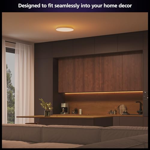 Image of Philips Hue Datura Smart Ceiling Panel (Small Round 2.49in x 15.12in) White & Color Light, Bluetooth Compatible, Voice Control with Alexa, Apple Home & Google Assistant