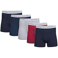 Gildan Herren Unterwäsche, Boxershorts, Multipack Retroshorts, Marineblau/Heather Navy/Sport Grey/Dot/Navy (5er-Pack, kürzere Länge), X-Large