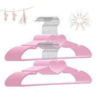 ZRKFSR Plastic Hangers 30 Pack, Pink Heart Hangers Clothes Hanger Ultra Thin Space Saving - 360 Degree Swivel Hook & 10 Clips - Strong and Durable Adult Coat Hangers for Sweaters,Dress, Shirts, Coats