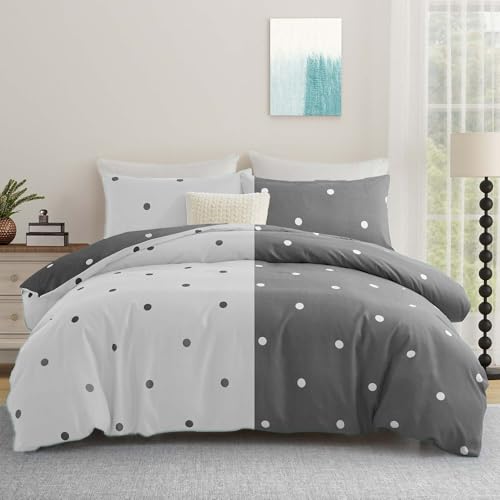Hafaa Double Duvet Set Soft Printed Bedding Set Brushed Microfiber Duvet Cover with Pillowcases (Doted 200x200 CM) - Cosy Home Interiors Hafaa Double Duvet Set Soft Printed Bedding Set Brushed Microfiber Duvet Cover with Pillowcases (Doted 200x200 CM) - Image 3