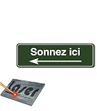 Mygoodprice Plaque gravée autocollante 13x4cm sonnez Ici Gauche Fond Vert