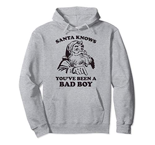 Santa Knows You've Been A Bad Boy Retro Funny Christmas Pullover Hoodie