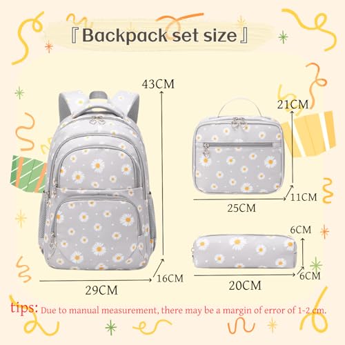 3Pcs Daisy Prints Backpack Set